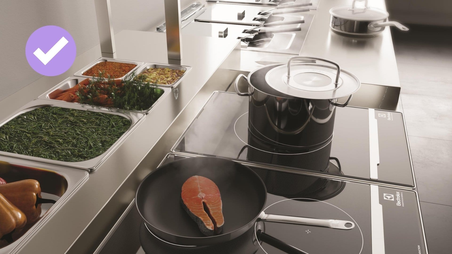 storkjøkken med diverse storkjøkkenutstyr fra Electrolux professional levert av berg & Dahl