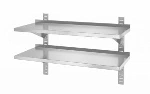 Rustfri Dobbel justerbar vegghylle, med to stålbraketter,1000x400x(H)600mm Hygiene & Lagring