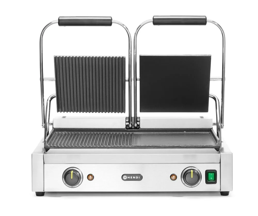 Pressgrill – dobbel versjon, HENDI, halvt glatt, halvt ribbet, 230V/3600W, 575x430x(H)510mm Griller 2
