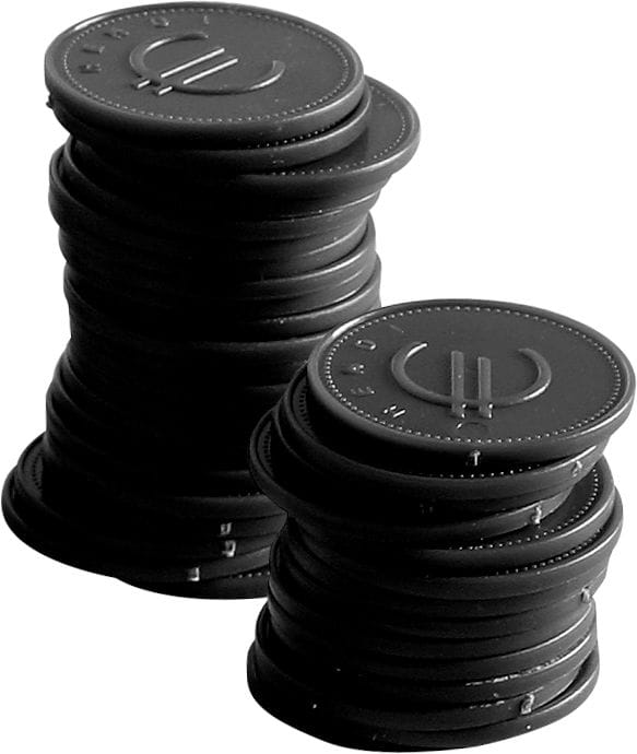 Myntbrikke – 100 stk., Bar up, Black, 100 stk., ø25mm Bar & Kaffe 2