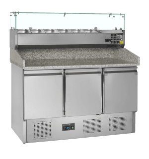 Pizzabenk inkl. Vegg PT1365 + VK33-140, Vol: 400 / 368 liter, 230v Kjøl og frys Pizzabenk inkl. Vegg PT1365 + VK33-140, Vol: 400 / 368 liter, 230v Kjøl og frys