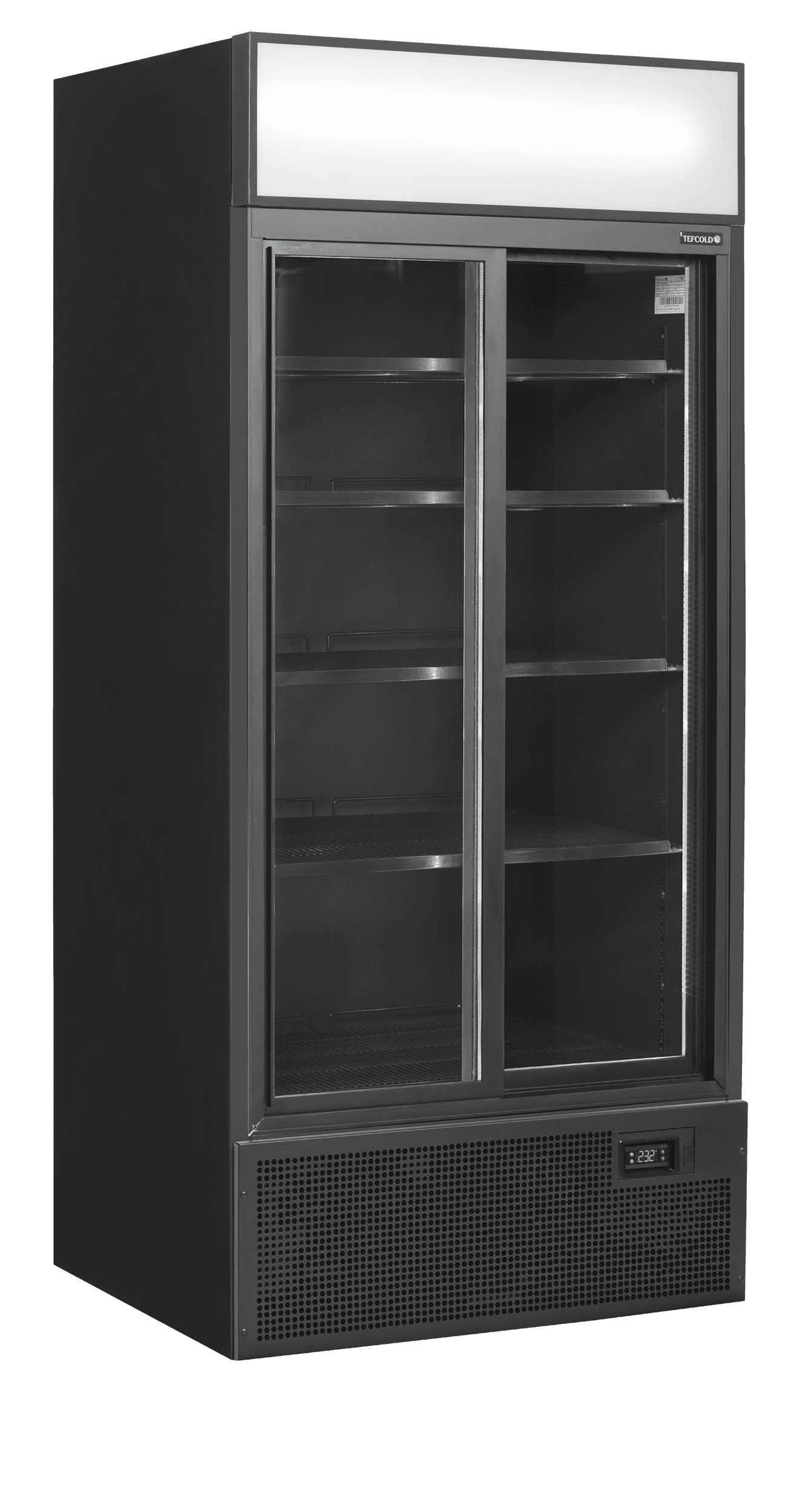 Sort 2-dørs Kjølt eksponeringsskap inkl. displayskjerm FSC891S Sort, Vol: 707 / 462  liter, 230v Kjøl og frys 2