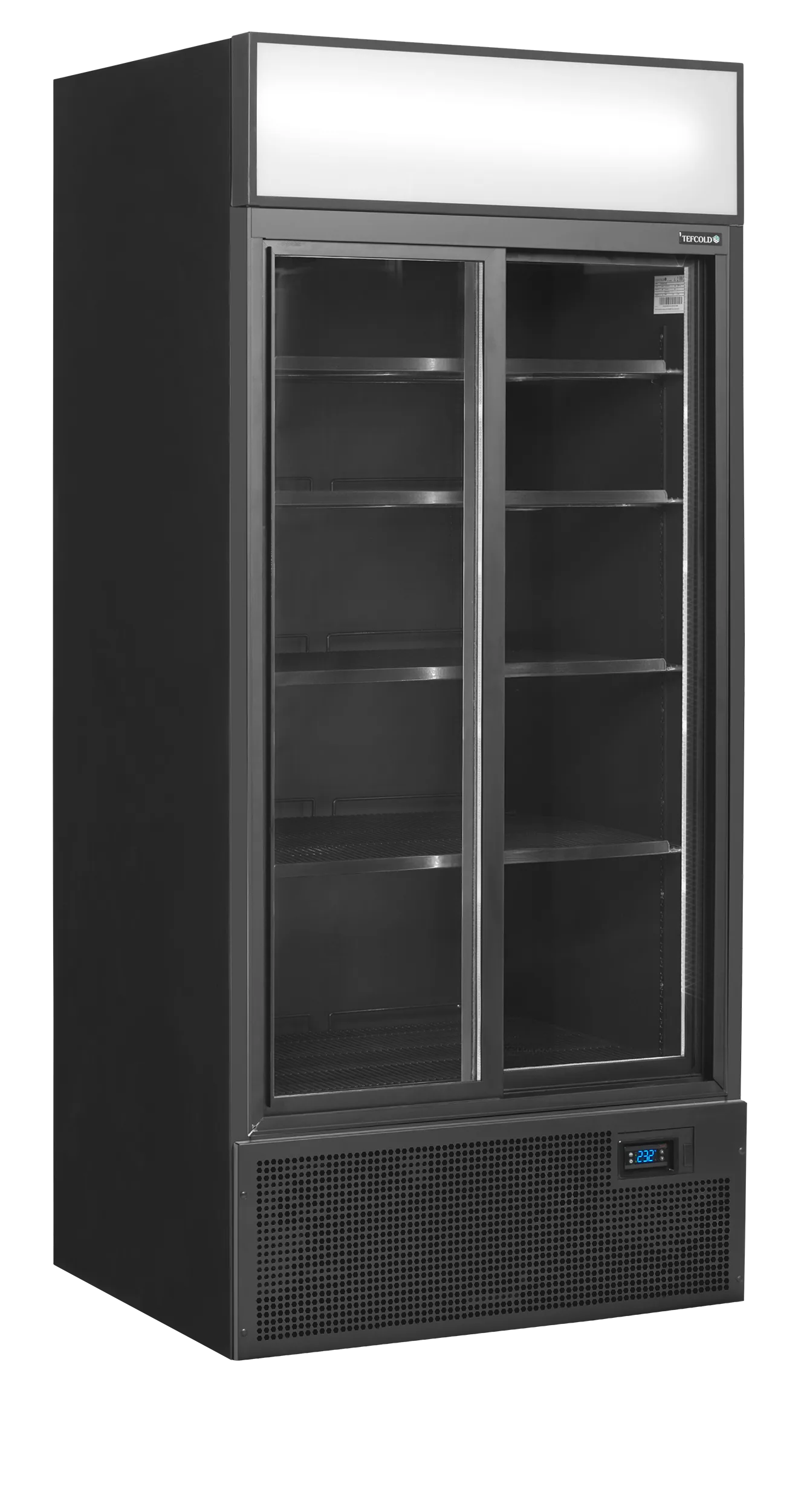 Sort 2-dørs Kjølt eksponeringsskap inkl. displayskjerm FSC891S Sort, Vol: 707 / 462  liter, 230v Kjøl og frys 2