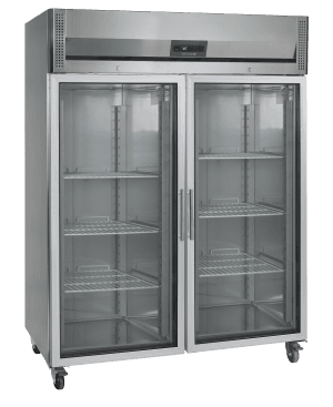 Kjøleskap GN2/1, m/dobbel glassdør, RK1420G, Vol: 1410 / 1325 liter, 230v Kjøl og frys Kjøleskap GN2/1, m/dobbel glassdør, RK1420G, Vol: 1410 / 1325 liter, 230v Kjøl og frys