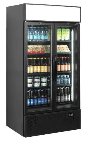 Sort 2-dørs Kjølt eksponeringsskap inkl. displayskjerm FSC1000H Sort, Vol: 796 / 524  liter, 230v Kjøl og frys 2