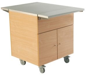 Nøytral enhet i bøklaminat 750 mm, med hjul og rfr.bred spor på 2 sider. Høyde 750 mm (skolemodell) Flexy Line