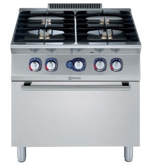700xp Komfyr 4 bluss (4×5,5 kW) med gass ovn (6 kW) 800 mm 700XP serie