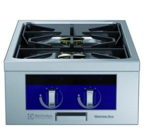 Koketopp 2 bluss med ecoflame. Betjent fra en side. Kok- & Stek