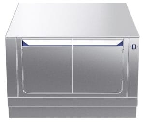 Gjennomgående Varmeskap 800mm GN tilpasset. Betjent fra 2 sider. Høyde 450mm eks. sokkel. 400 V Kok- & Stek