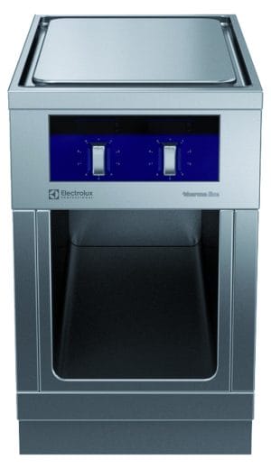 Kokebord med ecotop 2 soner og åpent stativ. Betjent fra en side. Høyde 700mm eks. sokkel 400 V Kok- & Stek