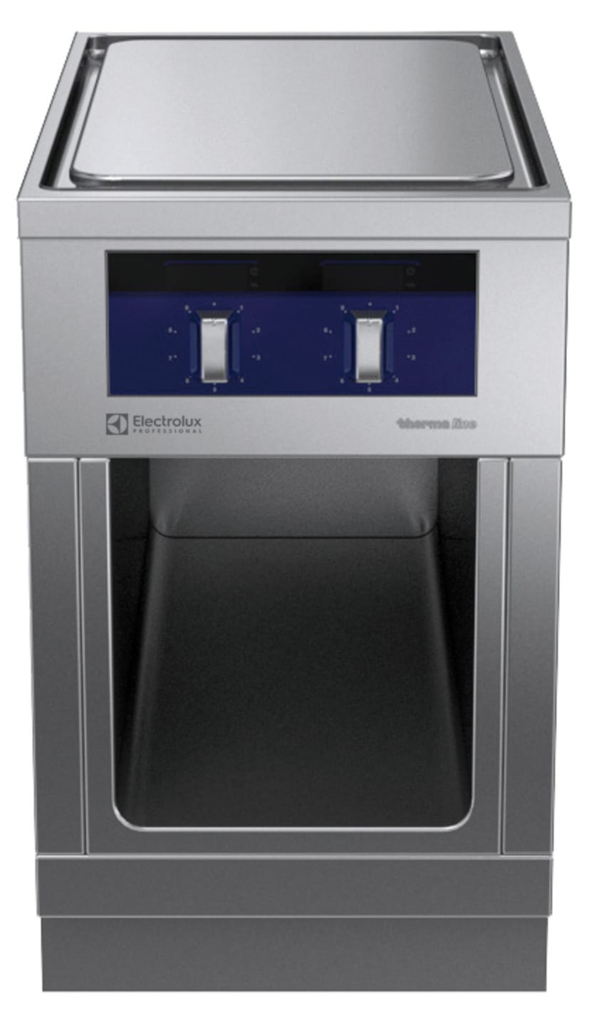 Kokebord med ecotop 2 soner og åpent stativ. Betjent fra en side. Høyde 700mm eks. sokkel 400 V Kok- & Stek 2