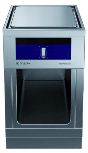 Kokebord med ecotop 2 soner og åpent stativ. Betjent fra 2 sider. Høyde 700mm eks. sokkel 400 V Kok- & Stek