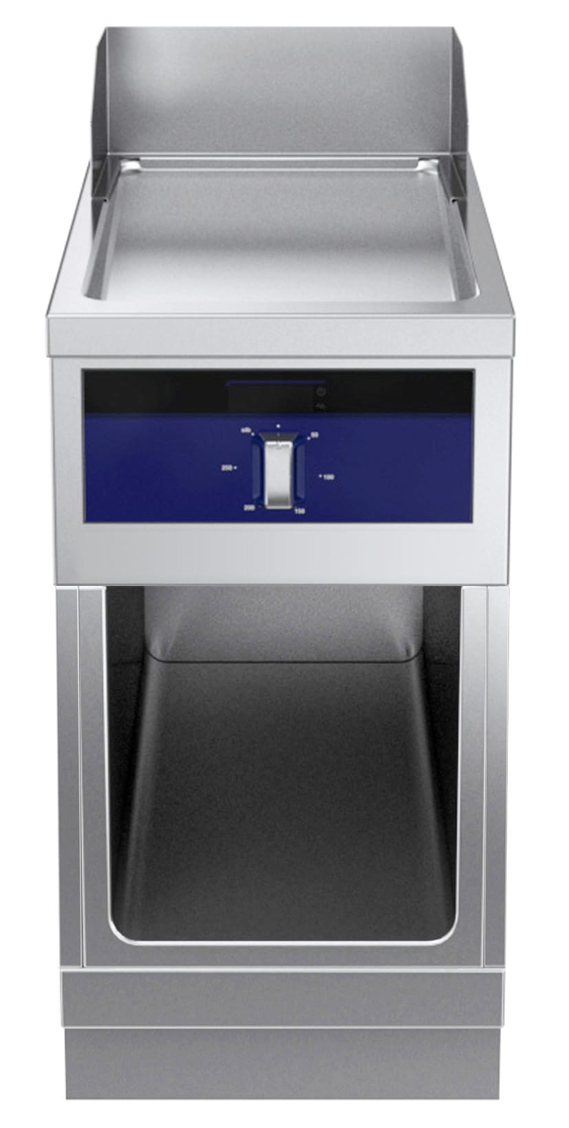 Flatgrill i krom. Betjent fra en side. 400mm. Høyde 700mm eks. sokkel. 400 V Kok- & Stek 2