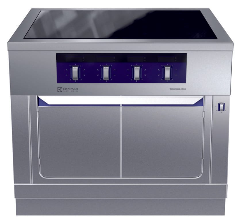 Induksjon koketopp 4 soner på Varmeskap. Betjent fra en side. Høyde 800mm eks.sokkel. 400 V Kok- & Stek 2