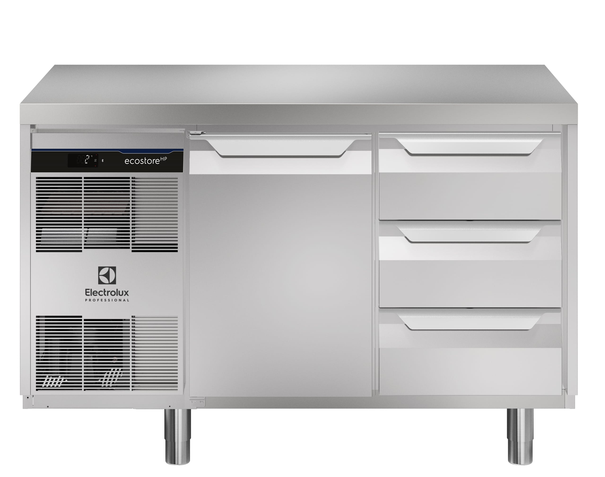 Kjølebenk Ecostore HP 1 dør og 3 x 1/3 skuffer. -2+10°C, Glatt topp, 290 ltr, 230v Kjøl og frys 2