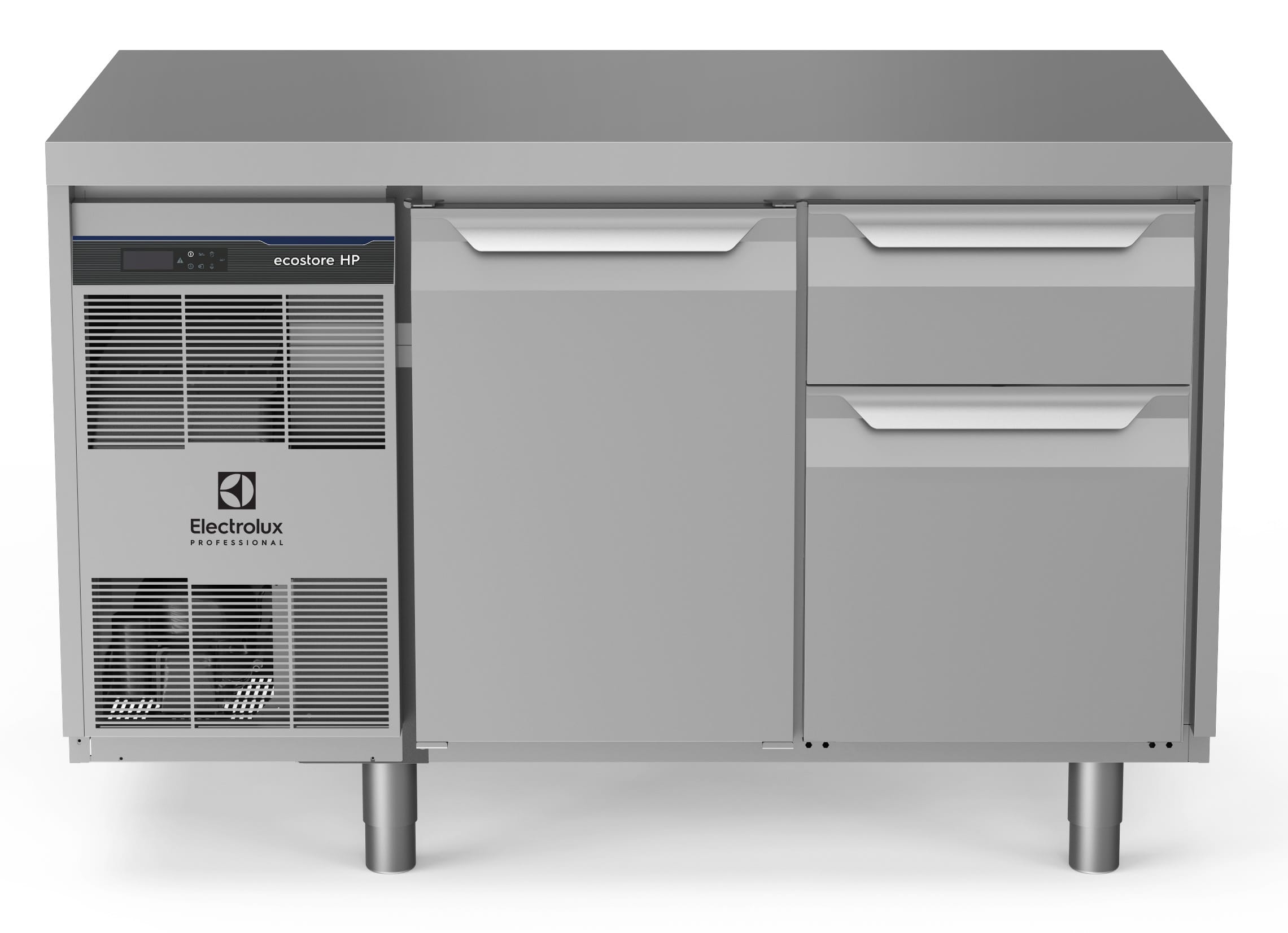 Kjølebenk Ecostore HP 1 dør o 1 x 1/3 + 1 x 2/3 (for flasker) skuffer. -2+10°C, Glatt topp, 290 ltr, 230v Kjøl og frys 2
