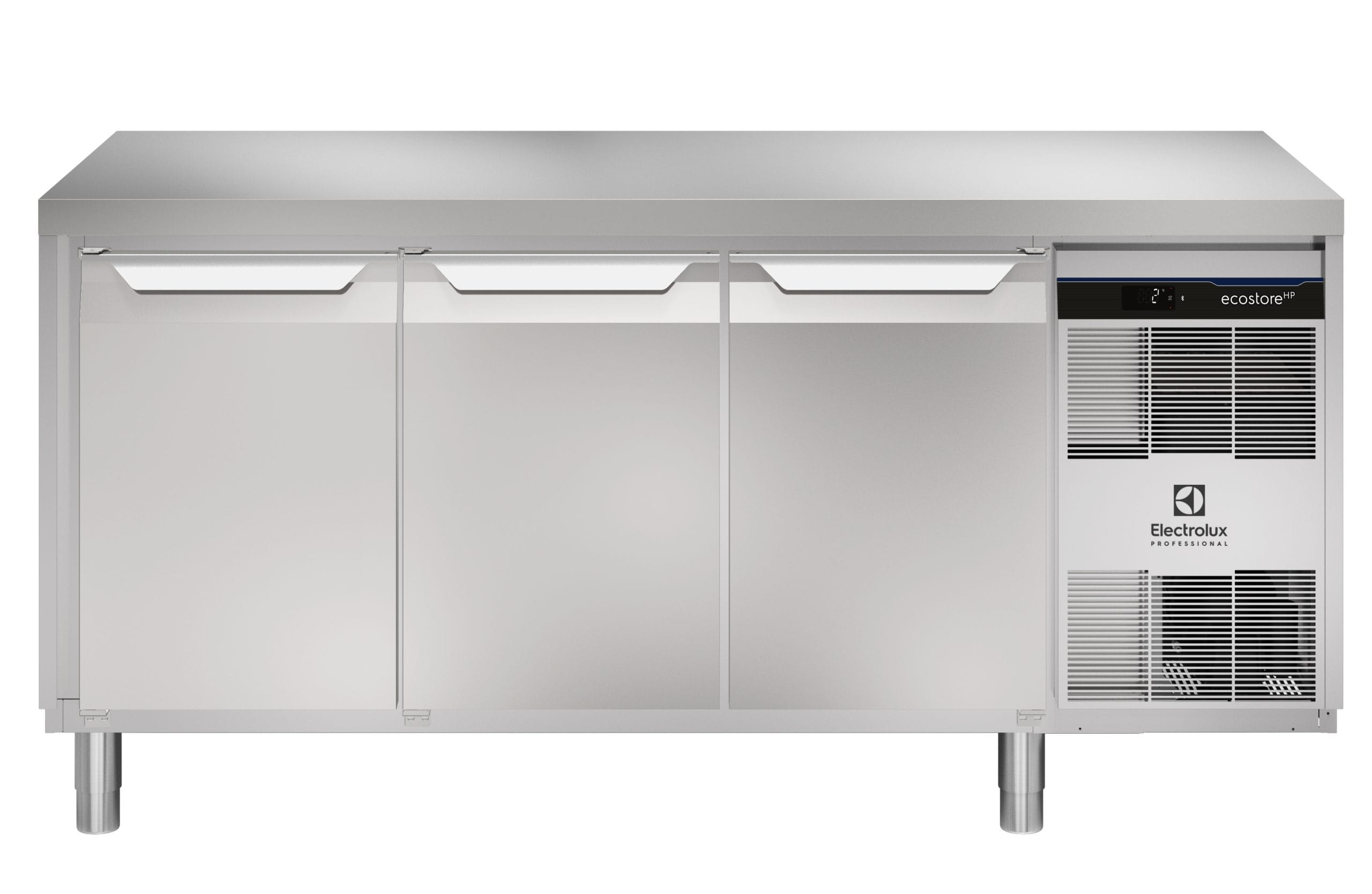 Kjølebenk Ecostore HP 3 dører. -2+10°C, Høyre kompressor, Glatt topp, 440 ltr, 230v Kjøl og frys 2