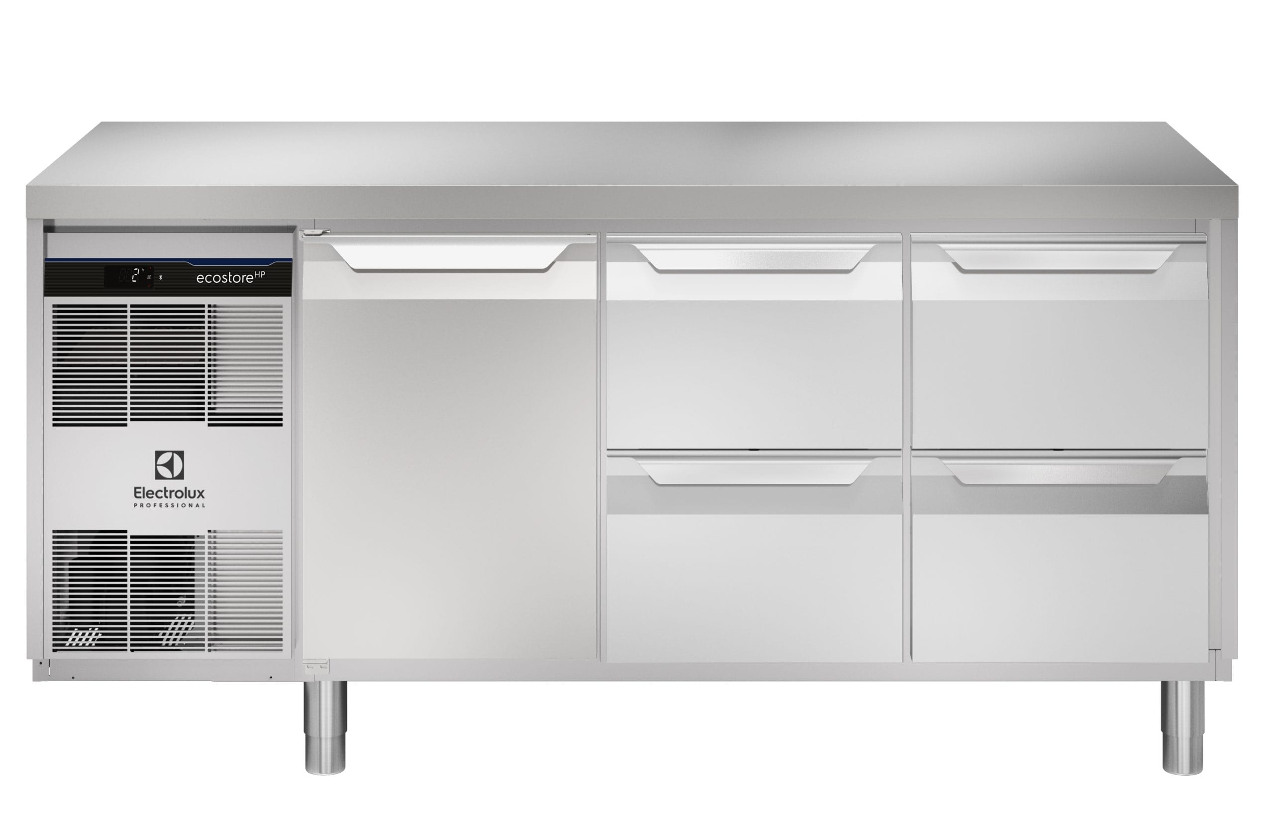 Kjølebenk Ecostore HP 1 dører, 4 x 1/2 skuffer. -2+10°C. Innebygget kompressor., Glatt topp, 440 ltr, 230v Kjøl og frys 2