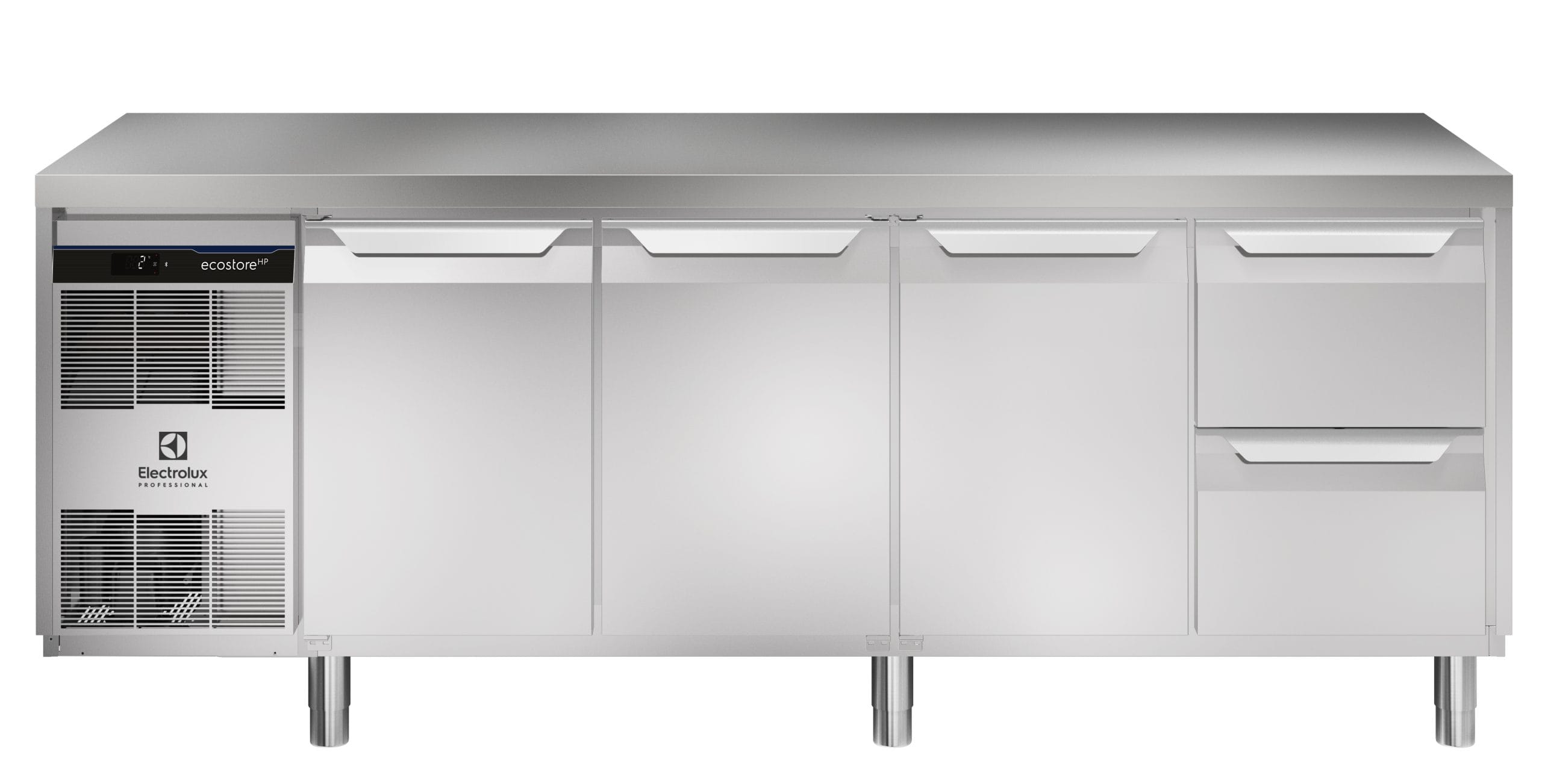 Kjølebenk Ecostore HP 3 dører, 2 x 1/2 skuffer. -2+10°C, Glatt topp, 590 ltr, 230v Kjøl og frys 2