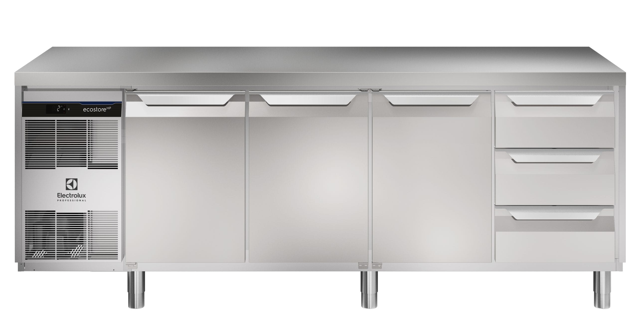 Kjølebenk Ecostore HP 3 dører, 3 x 1/3 skuffer. -2+10°C, Glatt topp, 590 ltr, 230v Kjøl og frys 2