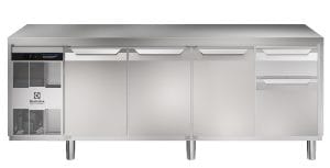 Kjølebenk Ecostore HP 3 dører, 2x (1 x 1/3 + 1 x 2/3) skuffer. -2+10°C, Glatt topp, 590 ltr, 230v Kjøl og frys