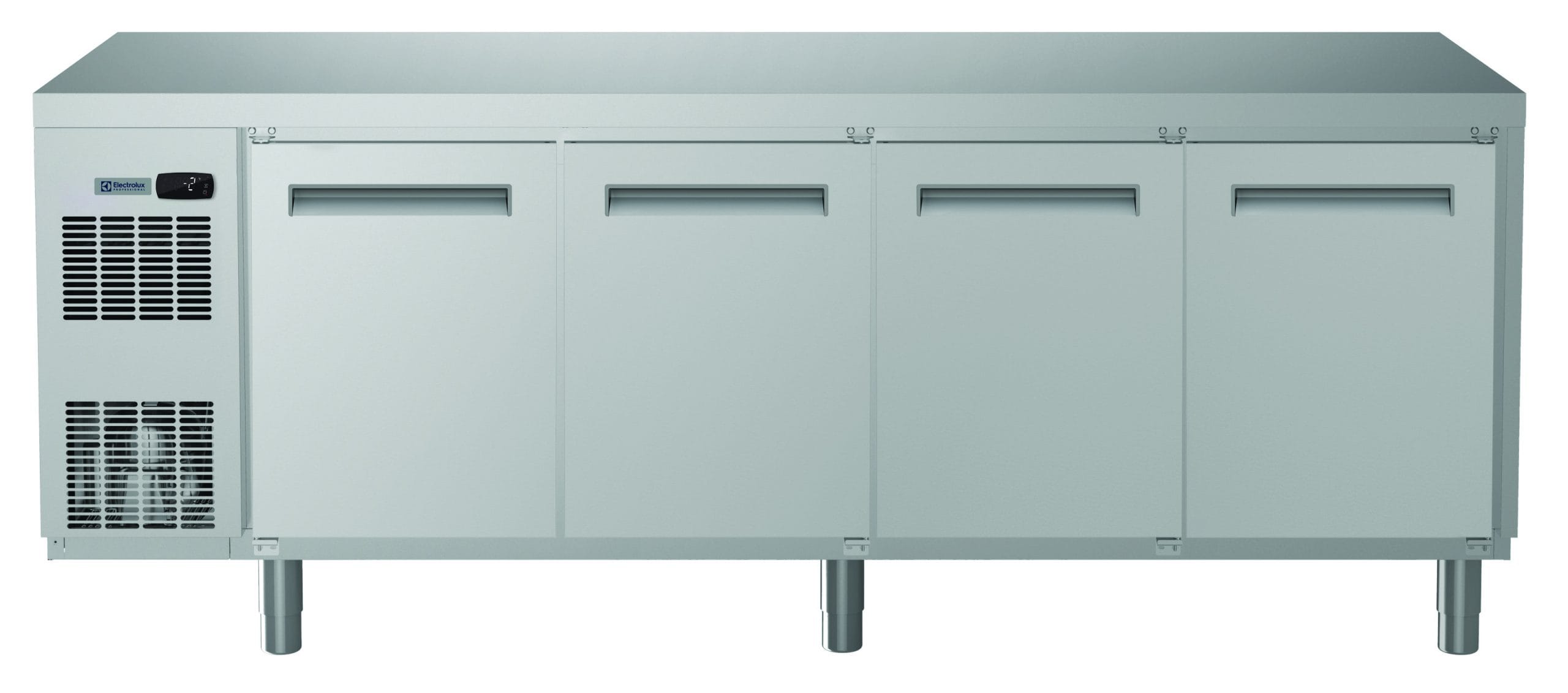 Kjølebenk Ecostore HP 4 dører. -2+10°C. Innebygd kompressor. 590L. R290, Glatt topp, 230v Kjøl og frys 2