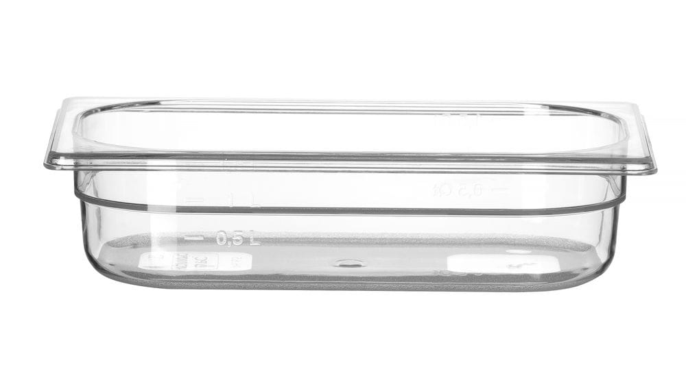 Kantine GN 1/4 polykarbonat, HENDI, Profi Line, GN 1/4, 1,8L, Transparent, 265x162x(H)65mm GN Kantiner 2