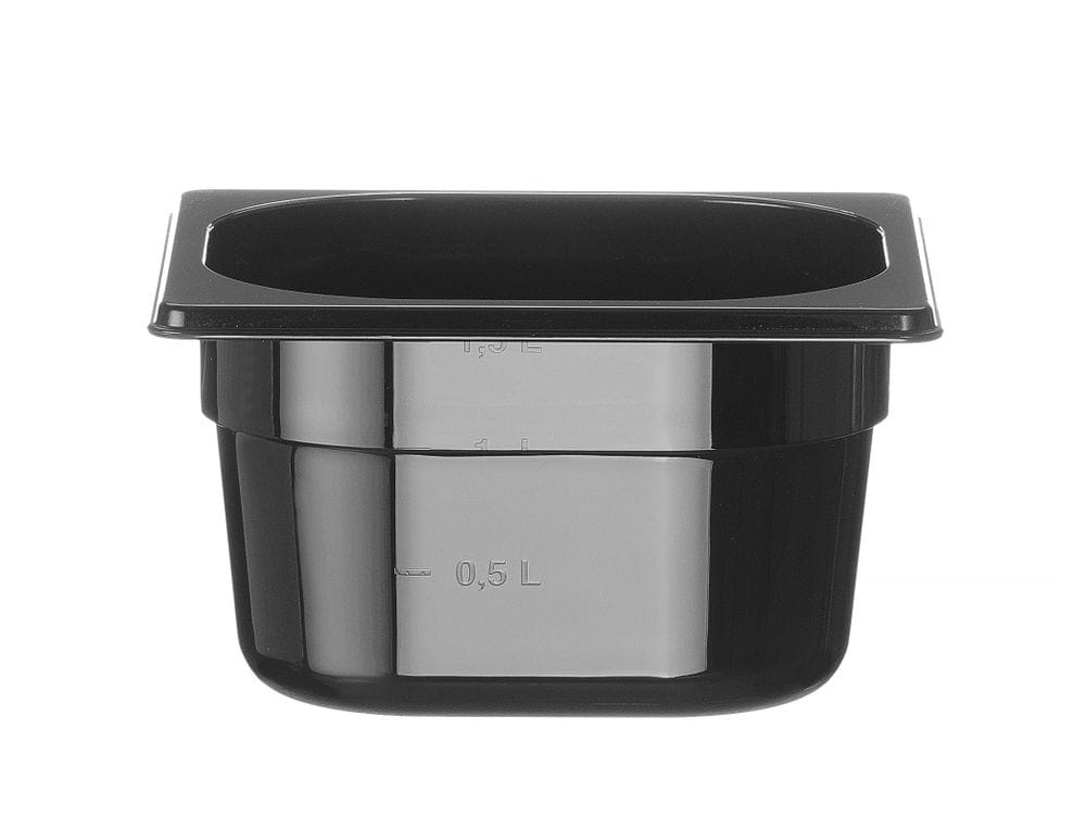 Kantine GN 1/6 svart polykarbonat, HENDI, Profi Line, GN 1/6, 1,6L, Sort, 176x162x(H)100mm GN Kantiner 2