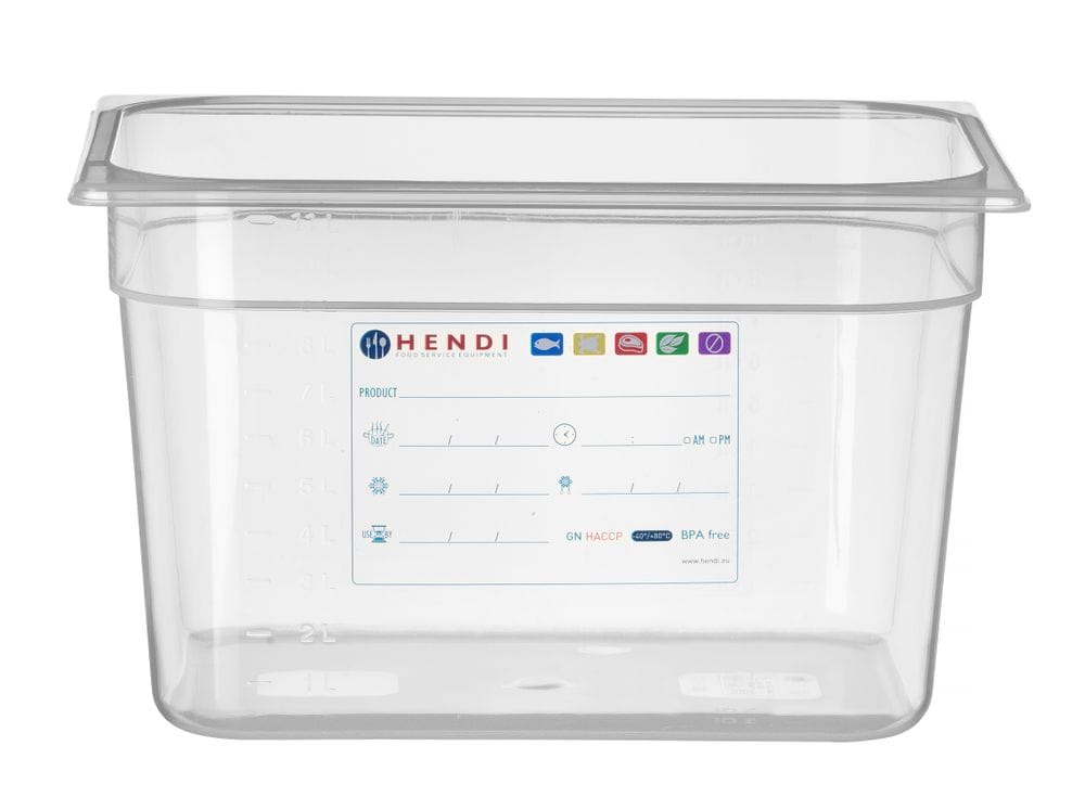 Kantine GN 1/2 HACCP, HENDI, GN 1/2, 12,5L, Gjennomsiktig, 325x265x(H)200mm GN Kantiner 2