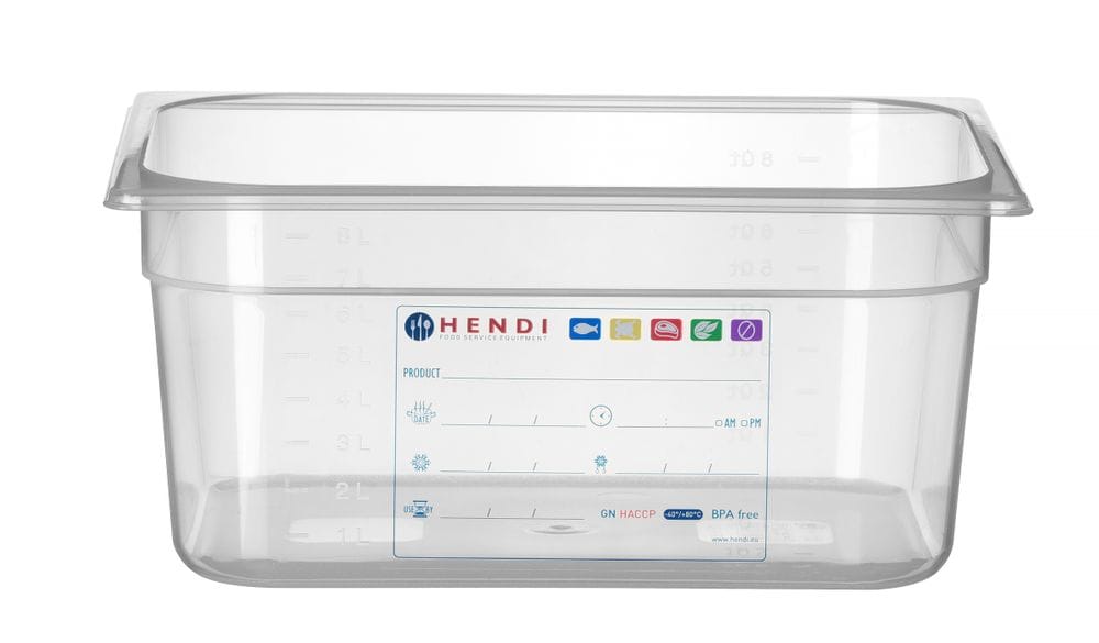 Kantine GN 1/2 HACCP, HENDI, GN 1/2, 9,5L, Gjennomsiktig, 325x265x(H)150mm GN Kantiner 2