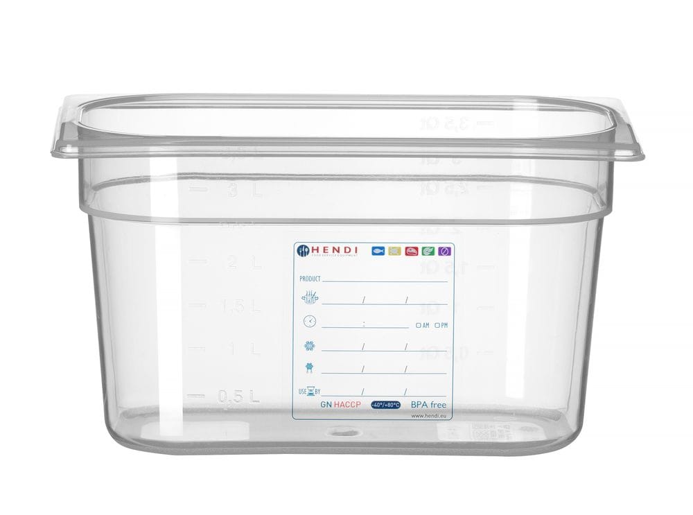 Kantine GN 1/4 HACCP, HENDI, GN 1/4, 4L, Transparent, 265x162x(H)150mm GN Kantiner 2