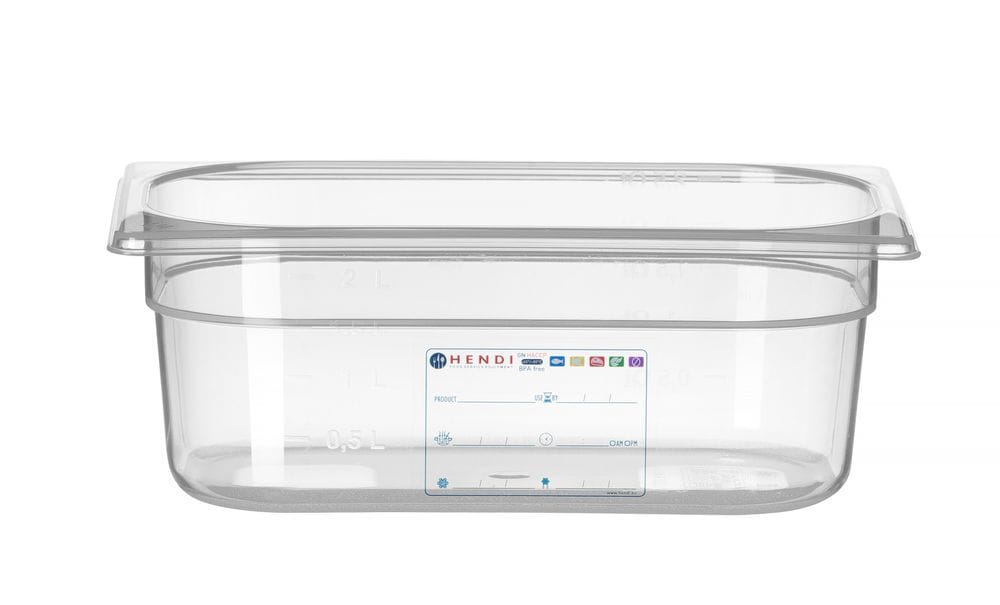 Kantine GN 1/4 HACCP, HENDI, GN 1/4, 2,8L, Gjennomsiktig, 265x162x(H)100mm GN Kantiner 2