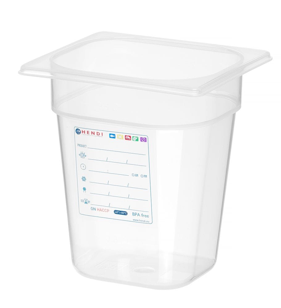 Kantine GN 1/6 HACCP, HENDI, GN 1/6, 3,4L, Gjennomsiktig, 176x162x(H)200mm GN Kantiner 2