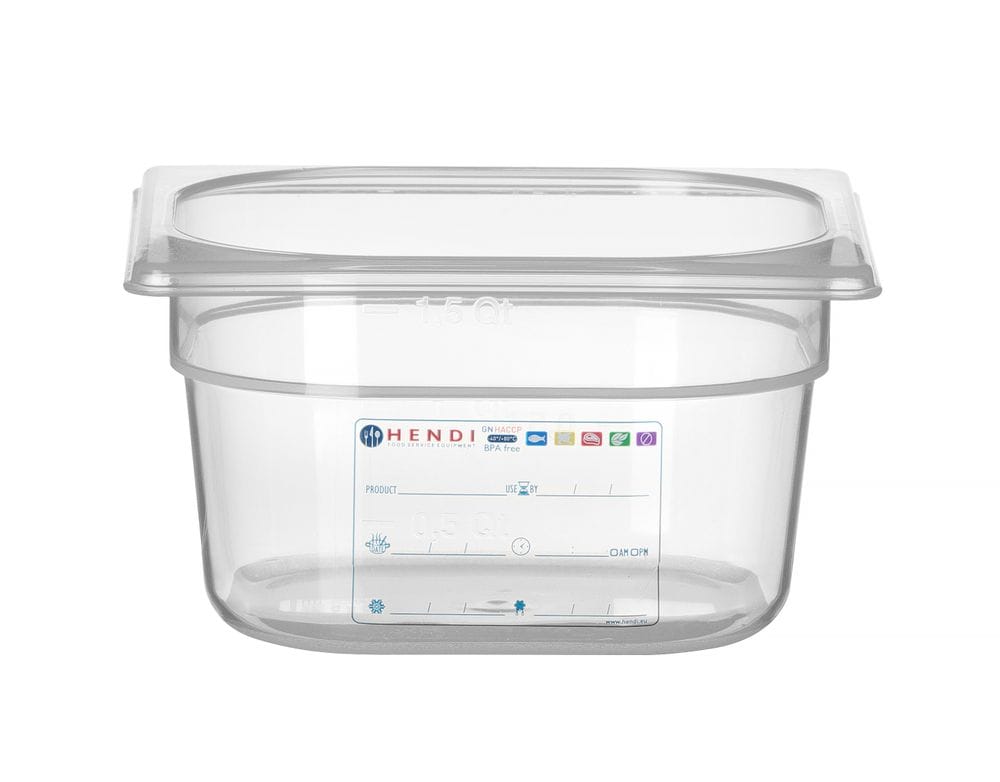 Kantine GN 1/6 HACCP, HENDI, GN 1/6, 1,6L, Gjennomsiktig, 176x162x(H)100mm GN Kantiner 2