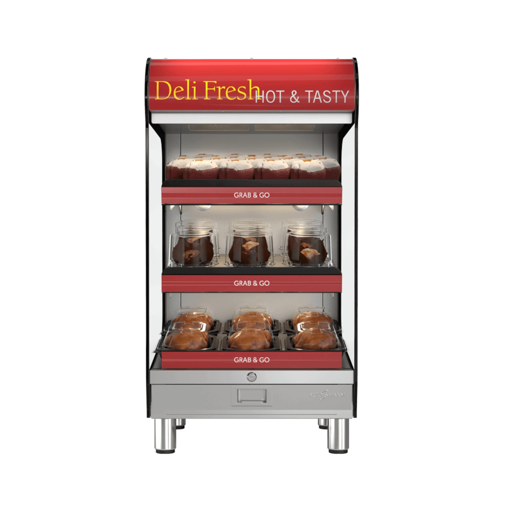 Halo Heat® Eksponeringsskap med 3 hyller, varm, bordmodell, HSM-24/3S/T, 230v Eksponeringsdisker 2