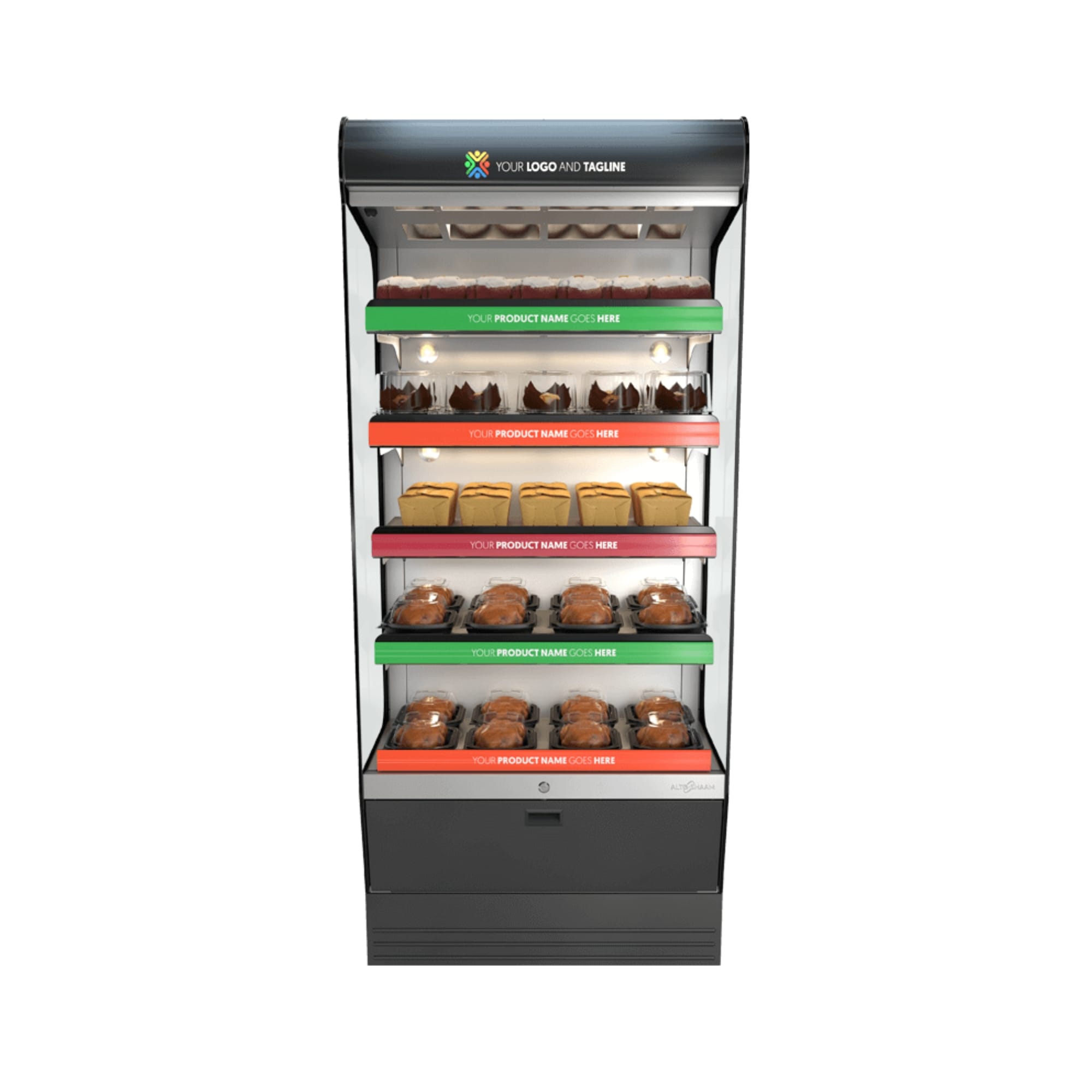 Halo Heat® Eksponeringsskap med 5 hyller, gulvmodell, varm, HSM-48/5S/T Eksponeringsdisker 2