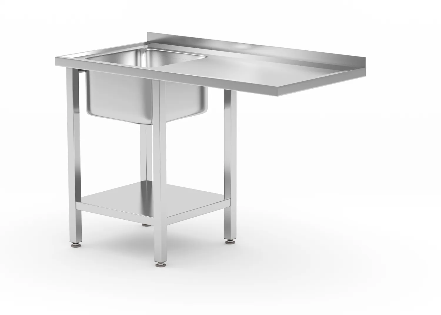 Rustfritt oppvaskbenk med hylle og plass til underbenk oppvaskmaskin, venstre, 1200x700x(H)850mm Hygiene & Lagring 2