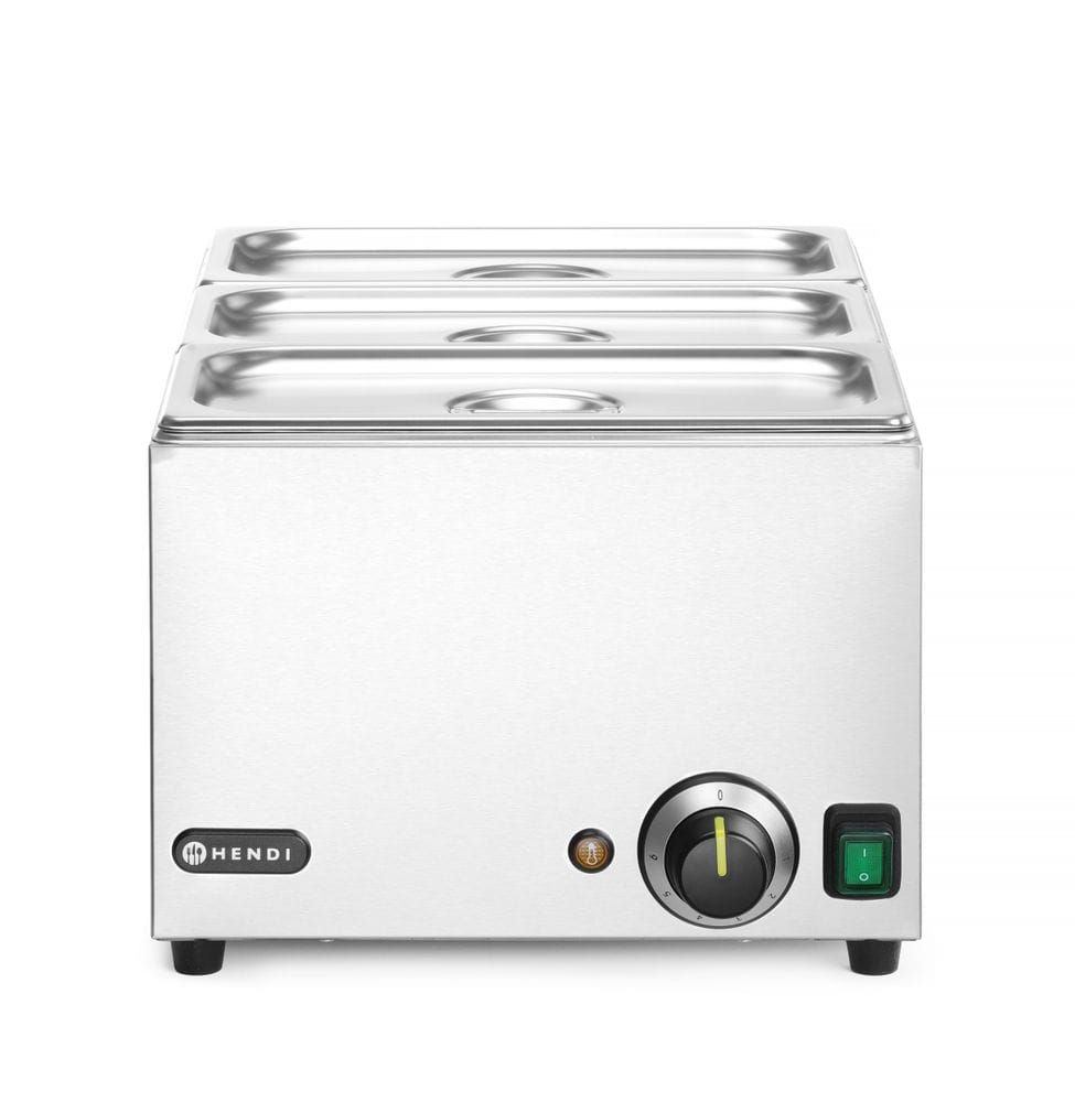 Sett: Bain-marie HENDI RANGER + 3x GN 1/3 med lokk, HENDI, GN 1/1, 230V/1000W, 590x332x(H)242mm Diverse Varmeholding 2