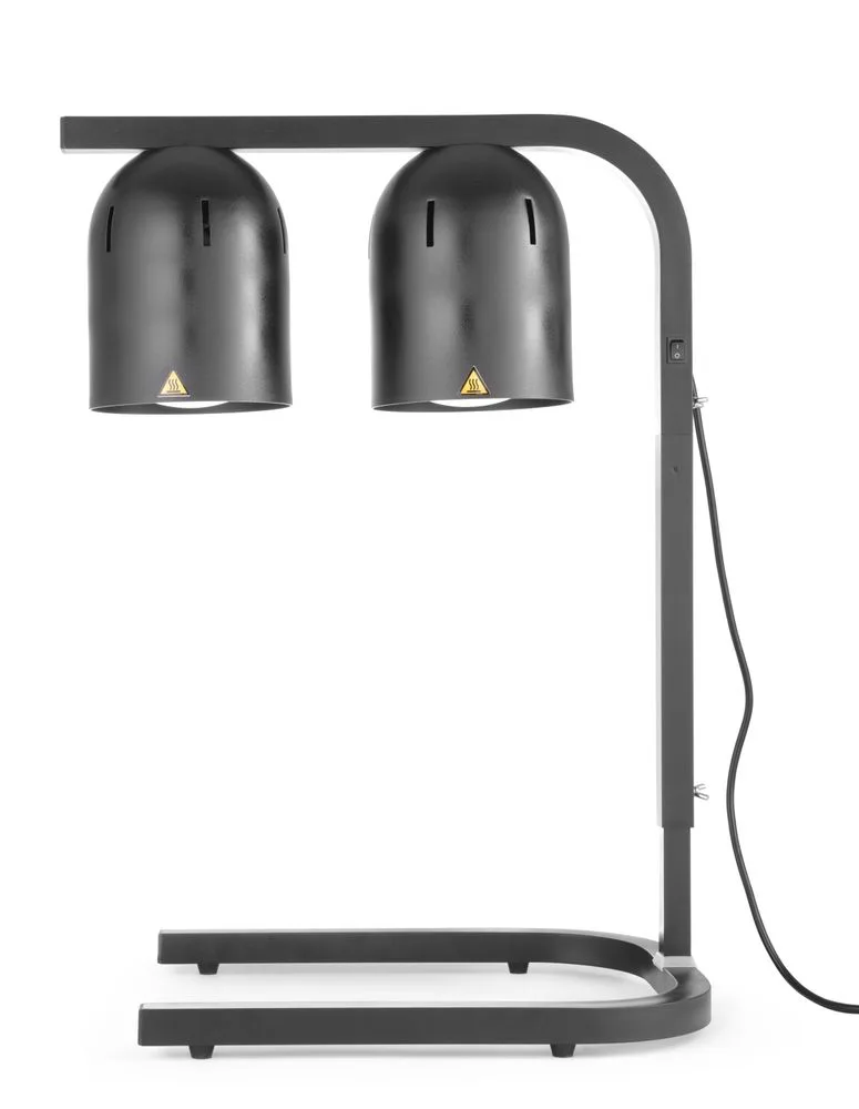 Varmelampe, infrarød bordlampe, 2 lamper, HENDI, svart, 230V/250W, 453x360x(H)790mm Storkjøkken 2
