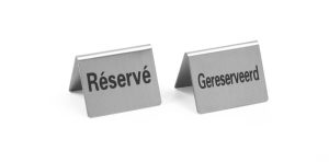 Bordskilt Reservert – 4 stk, HENDI, Gereserveerd / Reservé, 50x35x(H)40mm Presentasjon & Servering