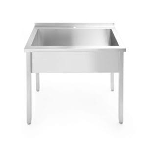 Rustfri vaskebord Budget Line – skrudd, dybde: 600 mm, 800x600x(H)850mm Hygiene & Lagring