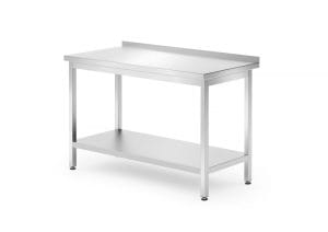 Rustfri vegg arbeidsbenk med hylle – skrudd, dybde: 700 mm., HENDI, Kitchen Line, 1200x700x(H)850mm Hygiene & Lagring