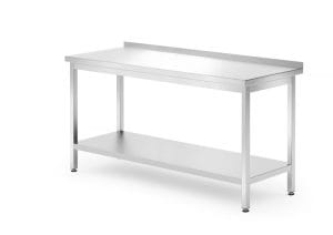 Rustfri vegg arbeidsbenk med hylle – skrudd, dybde: 700 mm., HENDI, Kitchen Line, 1600x700x(H)850mm Hygiene & Lagring