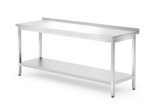Rustfri vegg arbeidsbenk med hylle – skrudd, dybde: 700 mm., HENDI, Kitchen Line, 1800x700x(H)850mm Hygiene & Lagring