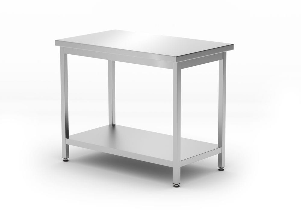 Rustfri arbeidsbenk sentralt med hylle, Budget Line, Dim: 1000x600x(H)850mm Hygiene & Lagring 2