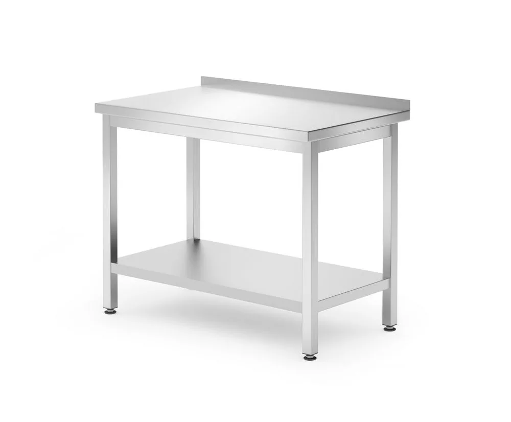 Rustfri arbeidsbenk vegg med hylle Budget Line – skrudd, dybde: 600 mm, Budget Line, 1000x600x(H)850mm Hygiene & Lagring 2
