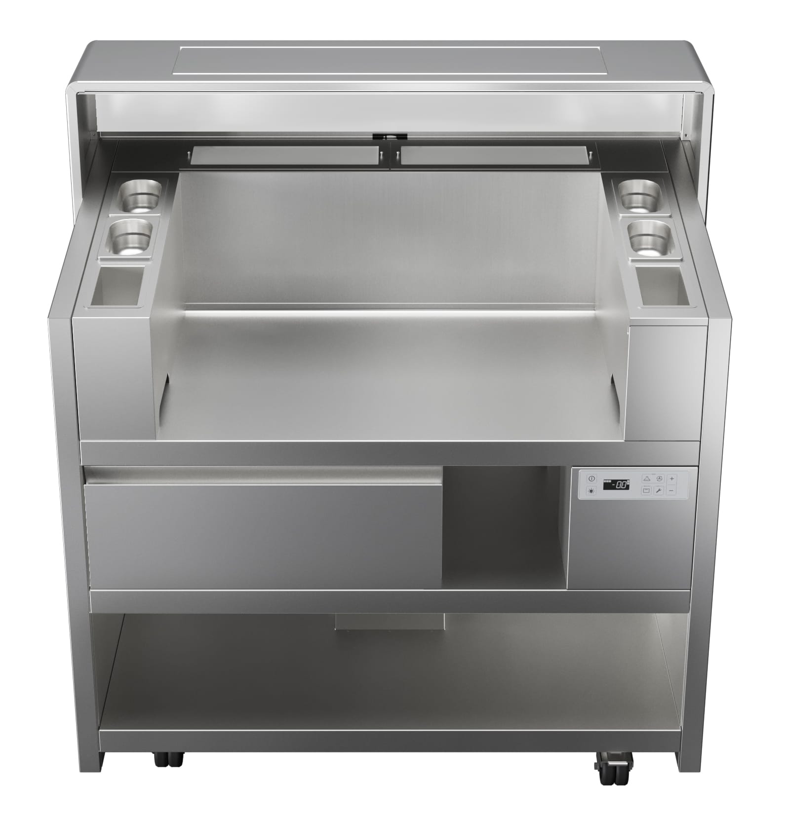LiberoPro Point, mobilt kjøkken for 2 enheter, 1 kjøleskuff, ventilert og med 4 stk. 1-fase stikkontakter, 400v LiberoPro Point 2