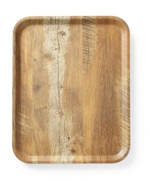 Serveringsbrett med melaminlaminat, sklisikker, med tredesign, HENDI, Tre, 330x430mm Presentasjon & Servering