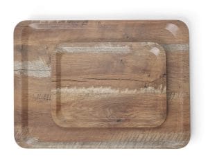 Serveringsbrett med melaminlaminat, sklisikker, med tredesign, HENDI, Tre, 240x340mm Presentasjon & Servering