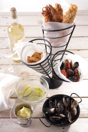 Chips serveringsstativ for 3 poser., HENDI, 270x270x(H)280mm Presentasjon & Servering 2